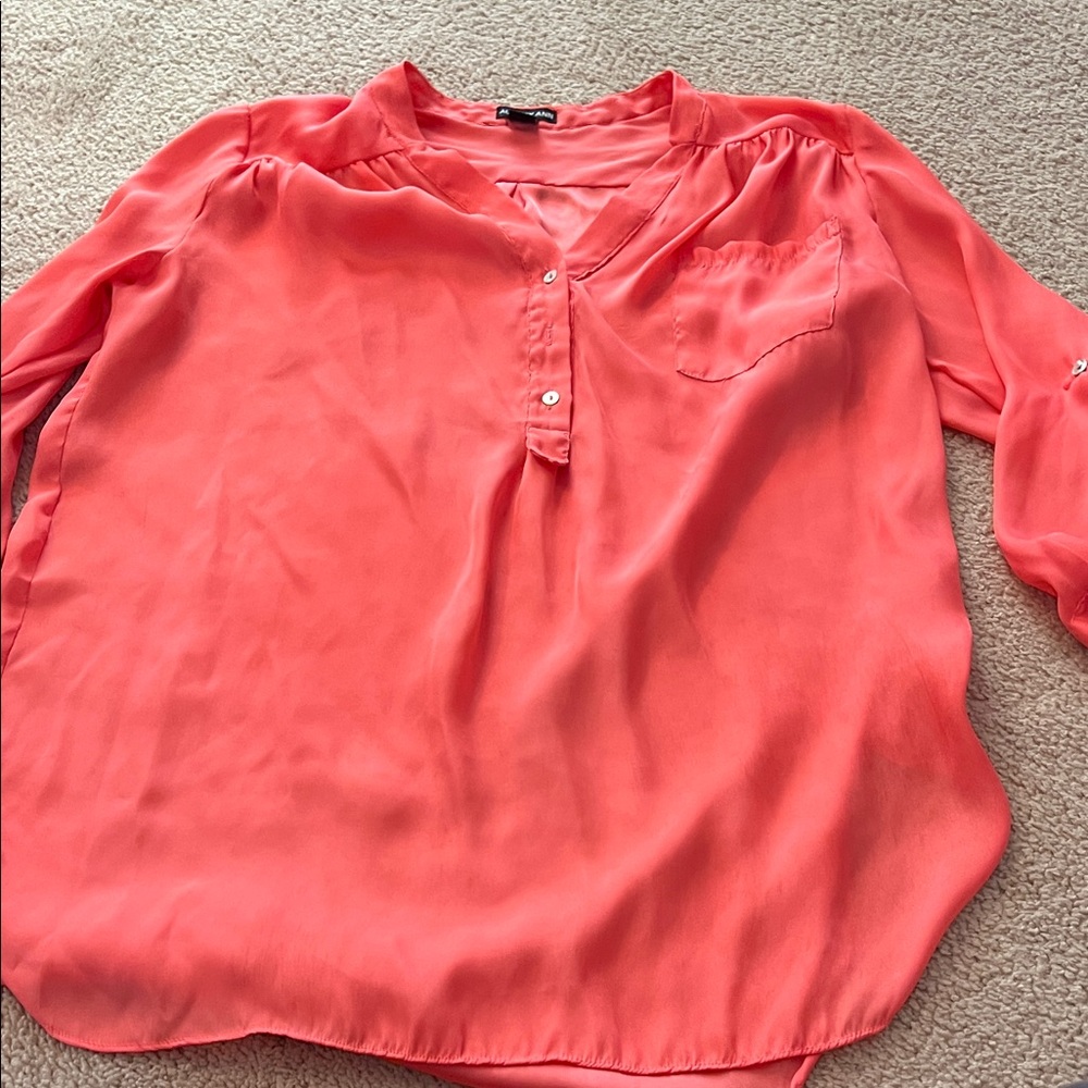 Audrey Ann Coral Button-Front Blouse